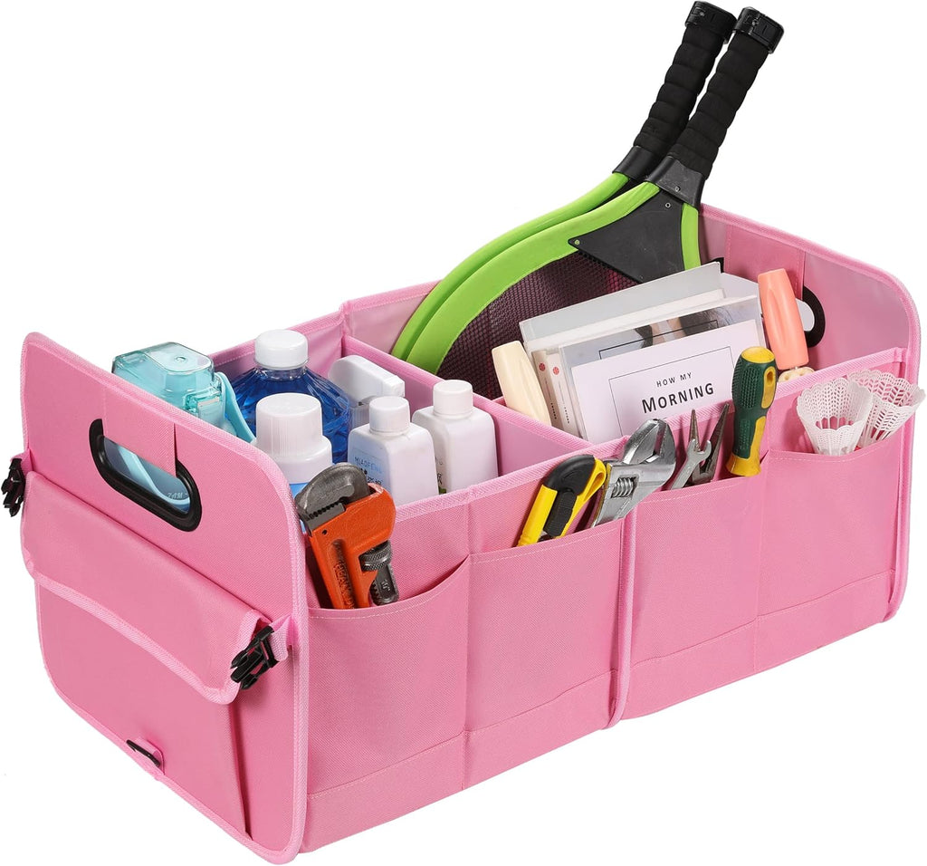 Car Trunk Organizer Car Storage Organizer Collapsible Multi Compartment Car Organizer Adjustable Straps for SUV(Beige)