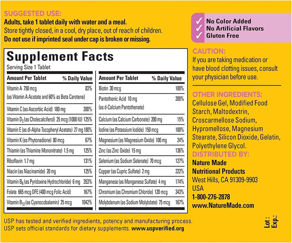 Nature Made Multivitamin For Women 50+ No Iron, Multivitamins for Women 50 Plus, Daily Nutritional Support, Nature Made Multi Vitamins, 90 Tablets, 90 Day Supply