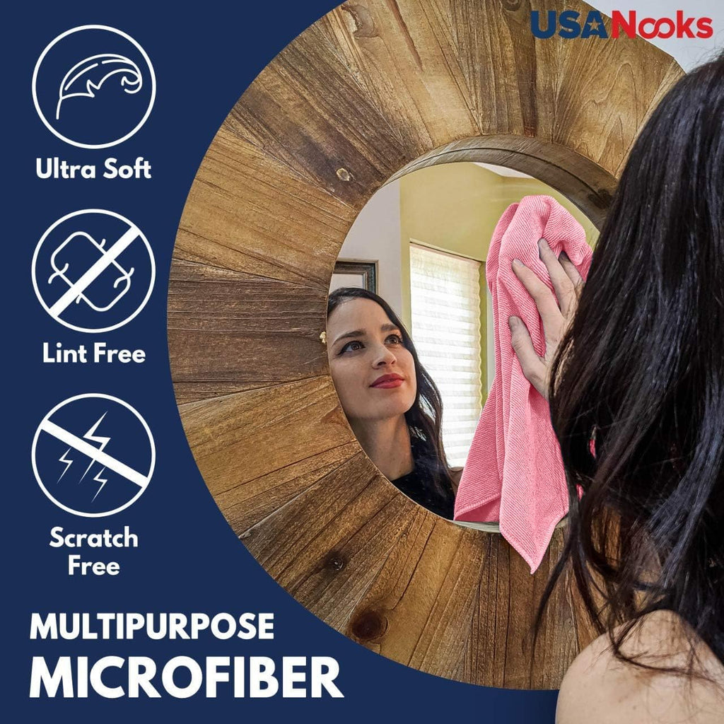 USANOOKS Microfiber Cleaning Cloth Grey - 12 Pcs (12.5"x12.5") - High Performance - 1200 Washes, Ultra Absorbent Microfiber Towel Weave Grime & Liquid for Streak-Free Mirror Shine - Car Washing Cloth