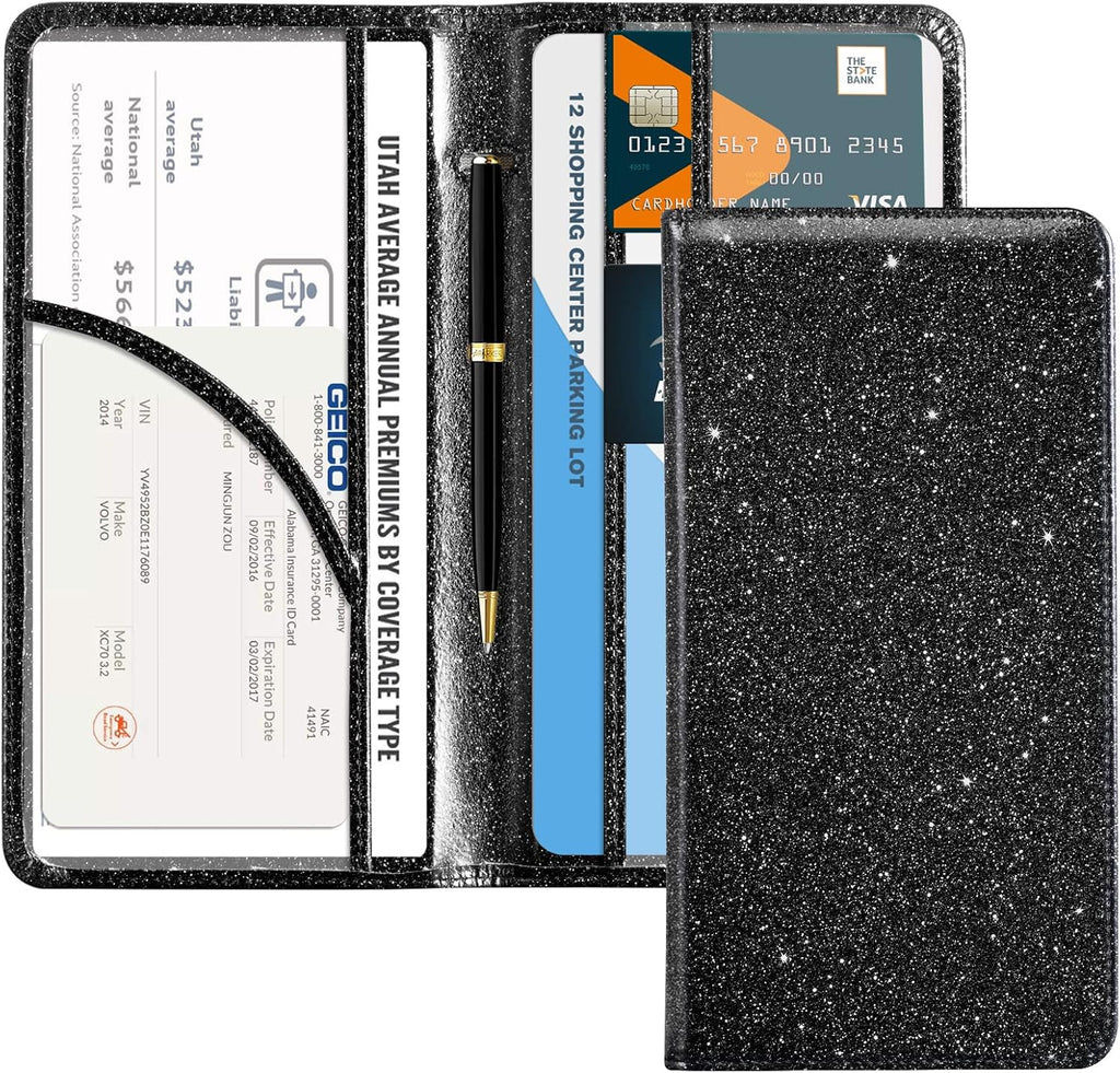 CoBak Car Registration and Insurance Holder - Vehicle Glove Box Car Organizer, Auto Truck Comparment Accessories Case for Essential Document, Driver License, Cards