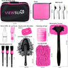 Viewsun 17pcs Car Cleaning Kit, Pink Car Interior Detailing Kit with High Power Handheld Vacuum, Detailing Brush Set, Windshield Cleaner, Cleaning Gel, Complete Auto Accessories for Women Gift