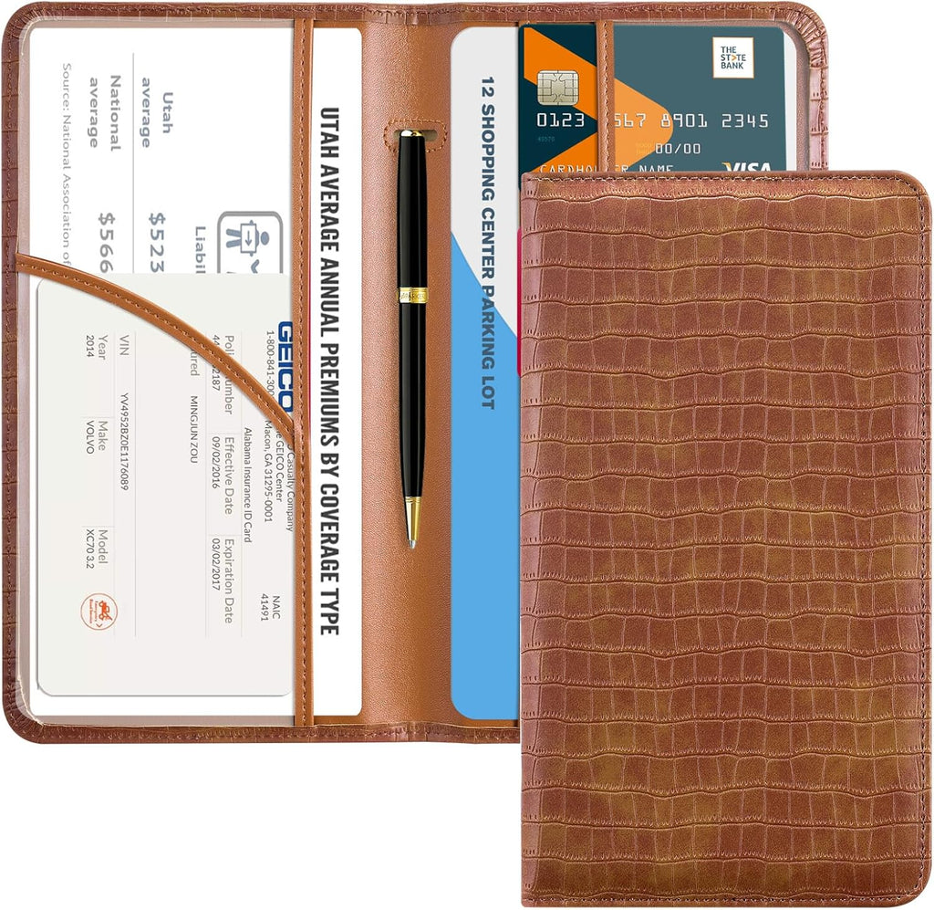 CoBak Car Registration and Insurance Holder - Vehicle Glove Box Car Organizer, Auto Truck Comparment Accessories Case for Essential Document, Driver License, Cards