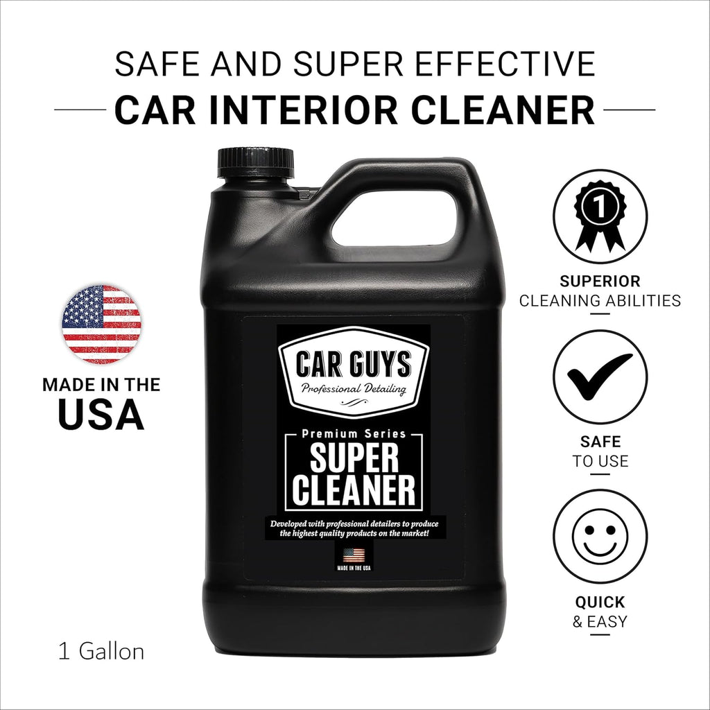 CAR GUYS Super Cleaner | Effective Car Interior Cleaner | Leather Car Seat Cleaner | Stain Remover for Carpet, Upholstery, Fabric, and Much More! | 18 Oz Kit with Microfiber Towel