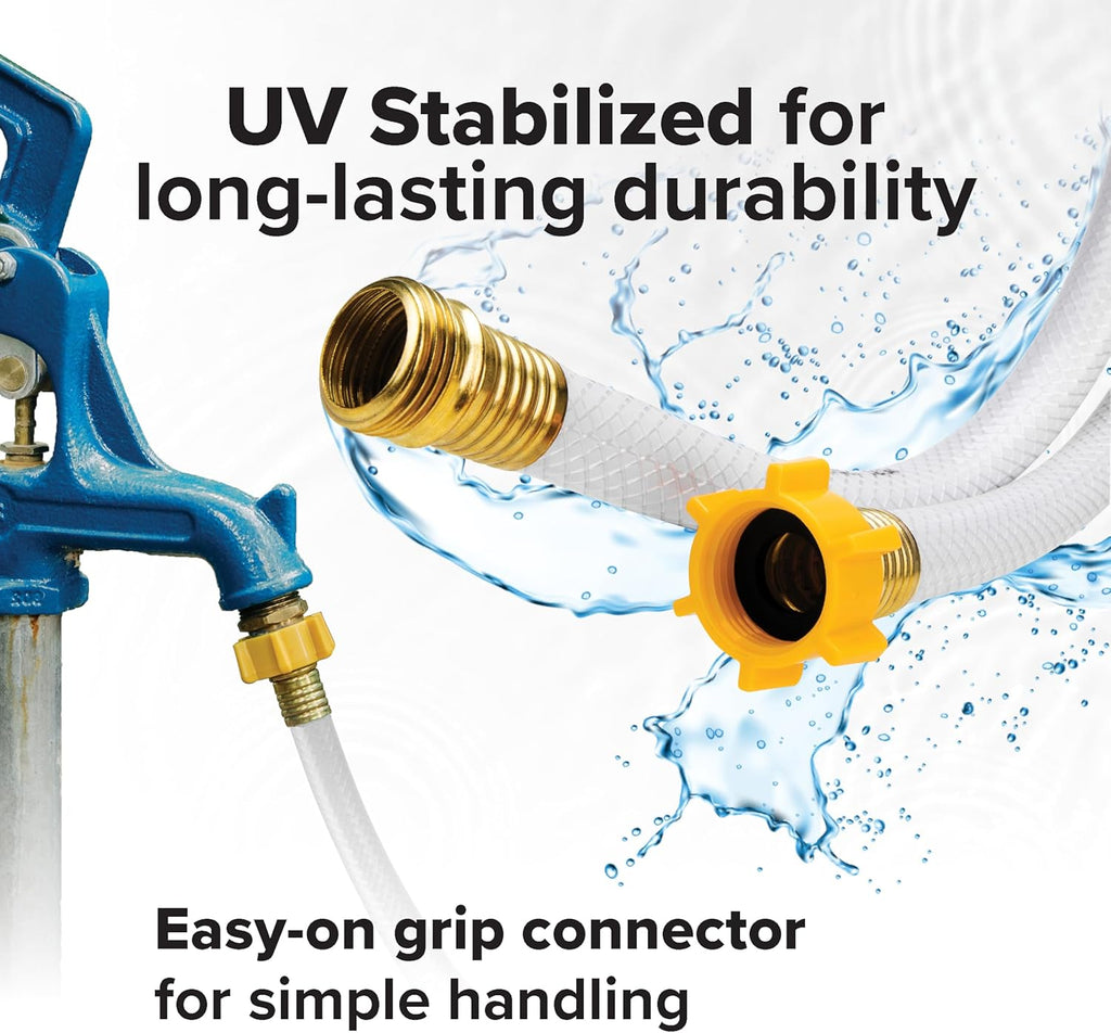 Camco TastePURE 25-Ft Water Hose - RV Drinking Water Hose Contains No Lead, No BPA & No Phthalate - Features Diamond-Hatch Reinforced PVC Design - 5/8” Inside Diameter, Made in the USA (22783)