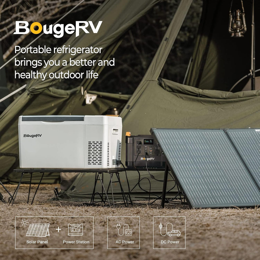 BougeRV 12 Volt Refrigerator 12V Car Fridge 23 Quart Portable Freezer Compressor Cooler 12/24V DC 110~240 Volt AC for Truck Van RV Camper SUV Travel Camping Road Trips Tailgating -8℉~50℉