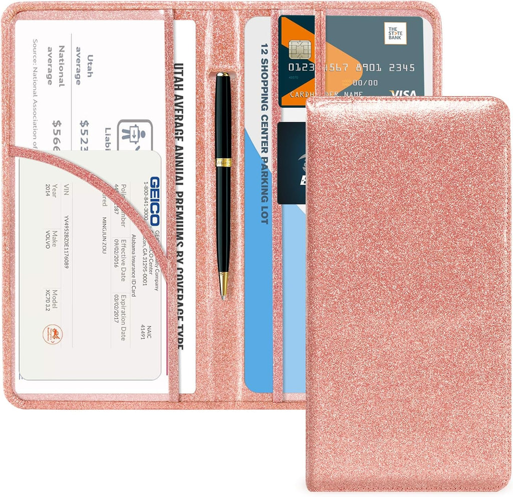 CoBak Car Registration and Insurance Holder - Vehicle Glove Box Car Organizer, Auto Truck Comparment Accessories Case for Essential Document, Driver License, Cards