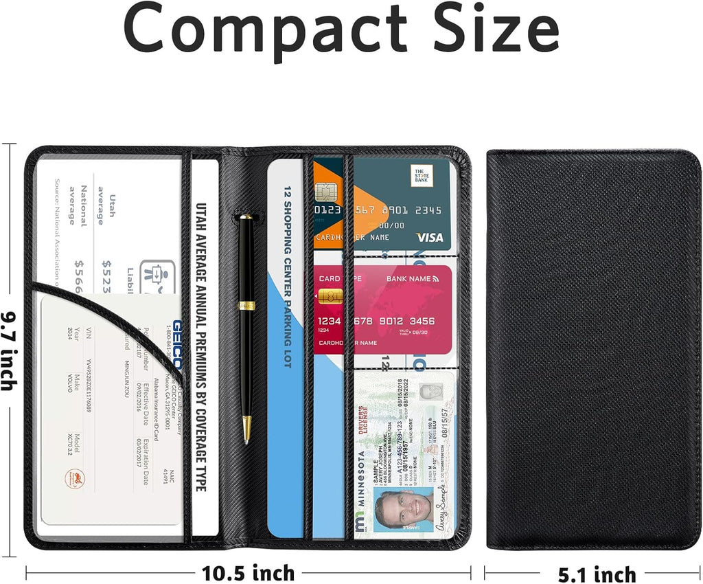 CoBak Car Registration and Insurance Holder - Vehicle Glove Box Car Organizer, Auto Truck Comparment Accessories Case for Essential Document, Driver License, Cards