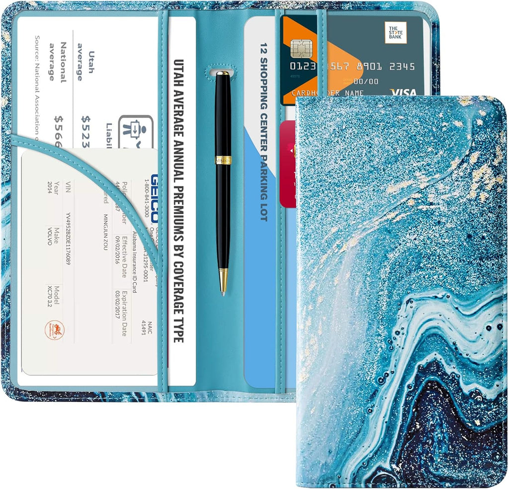 CoBak Car Registration and Insurance Holder - Vehicle Glove Box Car Organizer, Auto Truck Comparment Accessories Case for Essential Document, Driver License, Cards