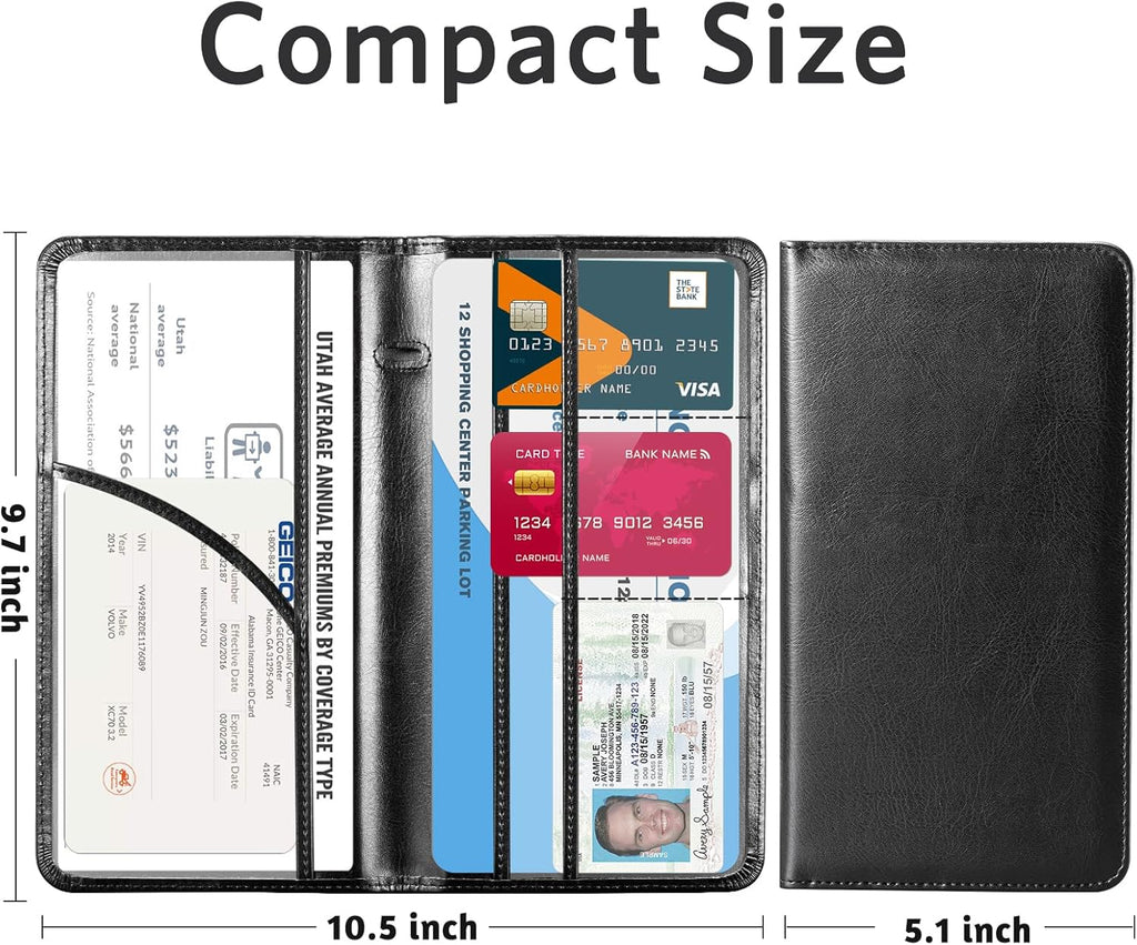 CoBak Car Registration and Insurance Holder - Vehicle Glove Box Car Organizer, Auto Truck Comparment Accessories Case for Essential Document, Driver License, Cards