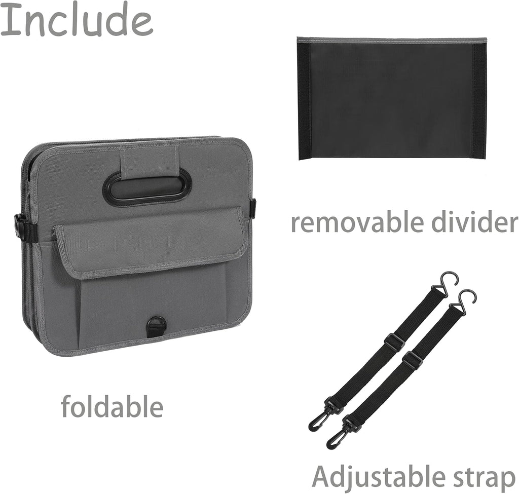 Car Trunk Organizer Car Storage Organizer Collapsible Multi Compartment Car Organizer Adjustable Straps for SUV(Beige)