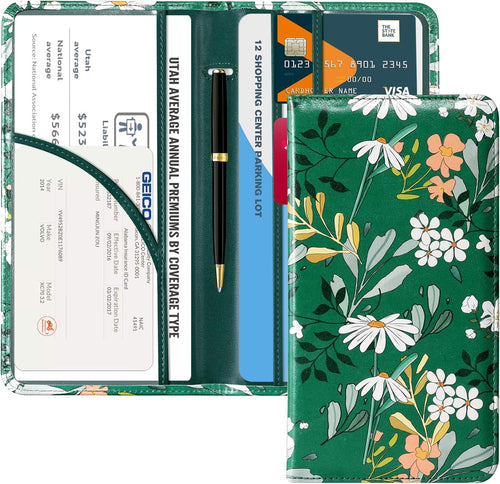 CoBak Car Registration and Insurance Holder - Vehicle Glove Box Car Organizer, Auto Truck Comparment Accessories Case for Essential Document, Driver License, Cards