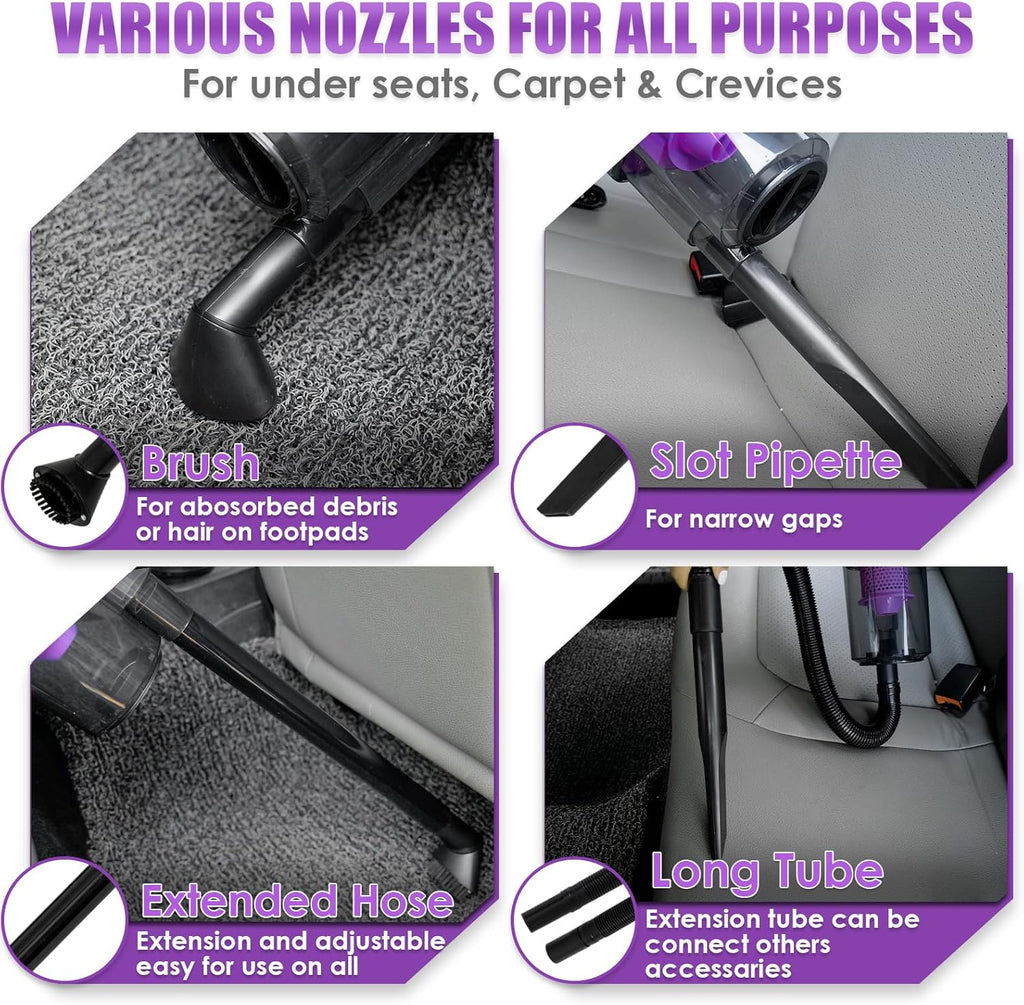 Viewsun 17pcs Car Cleaning Kit, Pink Car Interior Detailing Kit with High Power Handheld Vacuum, Detailing Brush Set, Windshield Cleaner, Cleaning Gel, Complete Auto Accessories for Women Gift