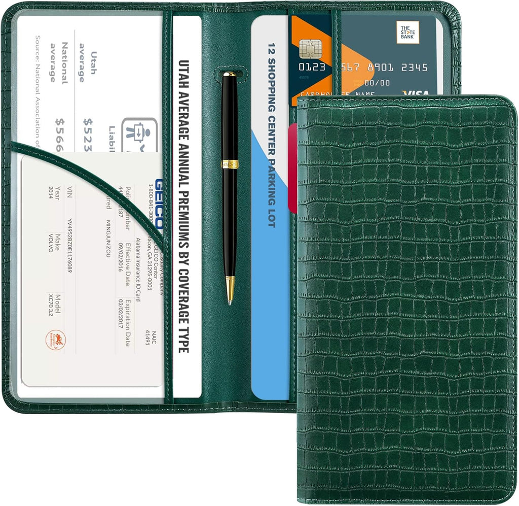 CoBak Car Registration and Insurance Holder - Vehicle Glove Box Car Organizer, Auto Truck Comparment Accessories Case for Essential Document, Driver License, Cards