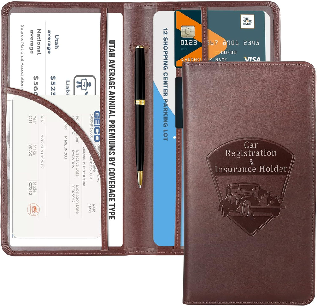 CoBak Car Registration and Insurance Holder - Vehicle Glove Box Car Organizer, Auto Truck Comparment Accessories Case for Essential Document, Driver License, Cards