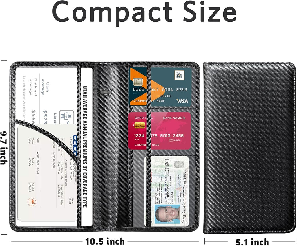 CoBak Car Registration and Insurance Holder - Vehicle Glove Box Car Organizer, Auto Truck Comparment Accessories Case for Essential Document, Driver License, Cards