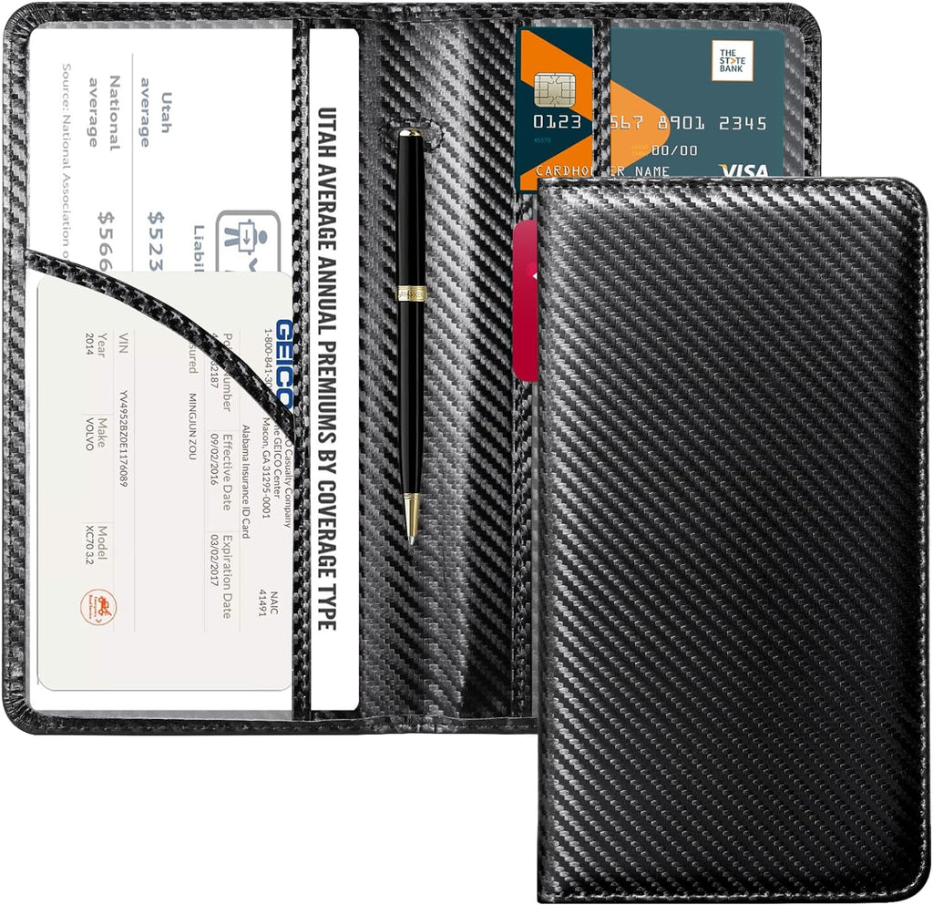 CoBak Car Registration and Insurance Holder - Vehicle Glove Box Car Organizer, Auto Truck Comparment Accessories Case for Essential Document, Driver License, Cards