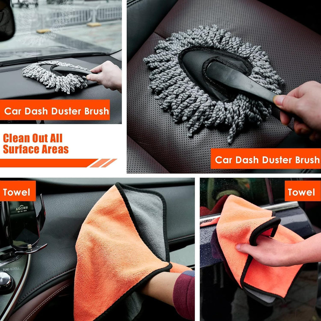 Viewsun 17pcs Car Cleaning Kit, Pink Car Interior Detailing Kit with High Power Handheld Vacuum, Detailing Brush Set, Windshield Cleaner, Cleaning Gel, Complete Auto Accessories for Women Gift