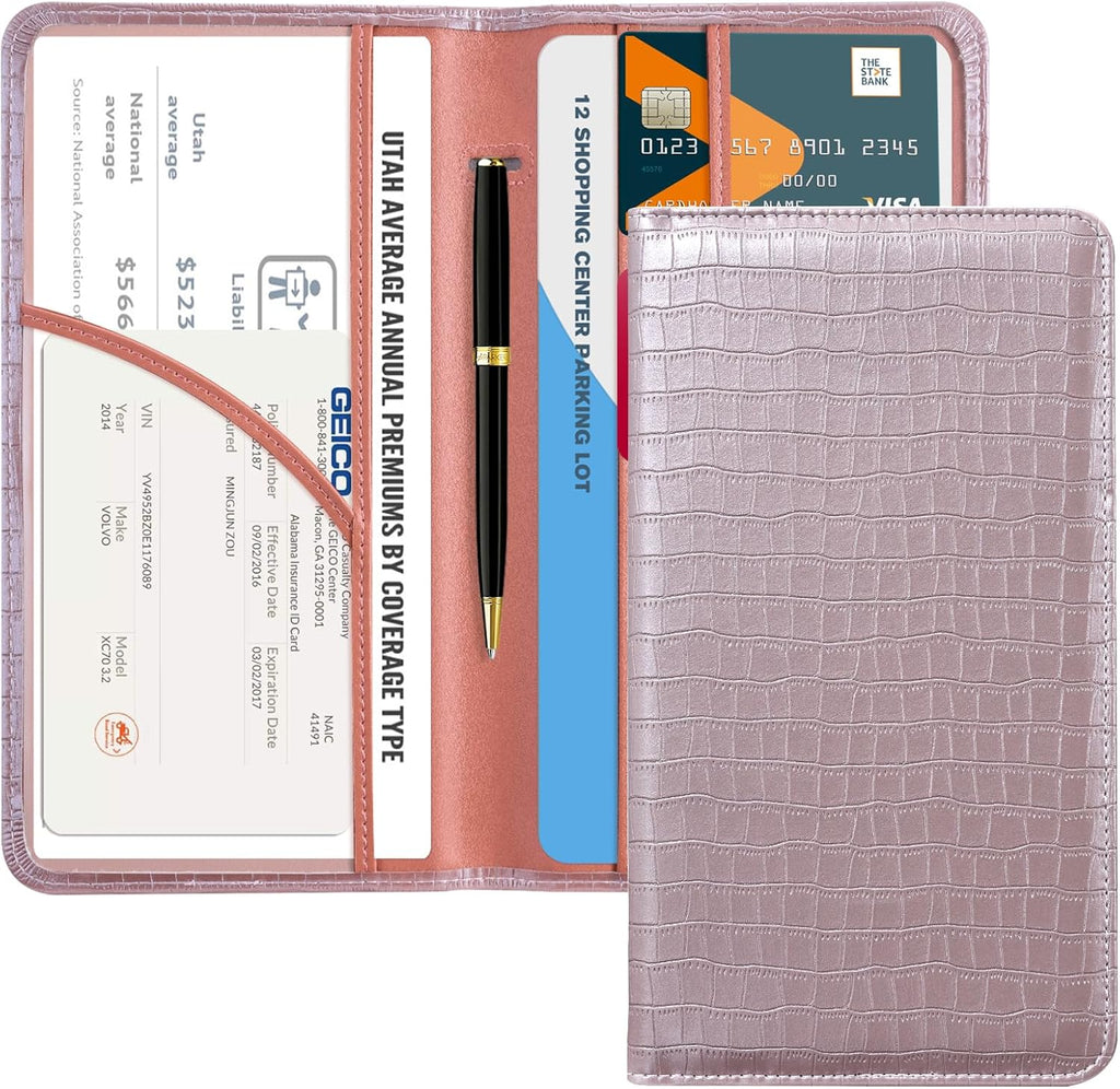 CoBak Car Registration and Insurance Holder - Vehicle Glove Box Car Organizer, Auto Truck Comparment Accessories Case for Essential Document, Driver License, Cards