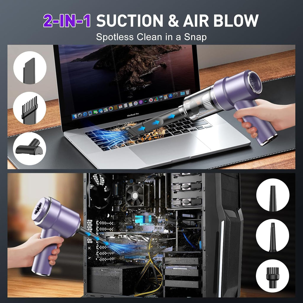 KMM Handheld Car Vacuum Cleaner, 9000Pa Vacuum Cleaner and Air Duster, 120W High Power Hand Held Vacuum with LED Light and Multi-Nozzles for Car, Home, Office, Pet