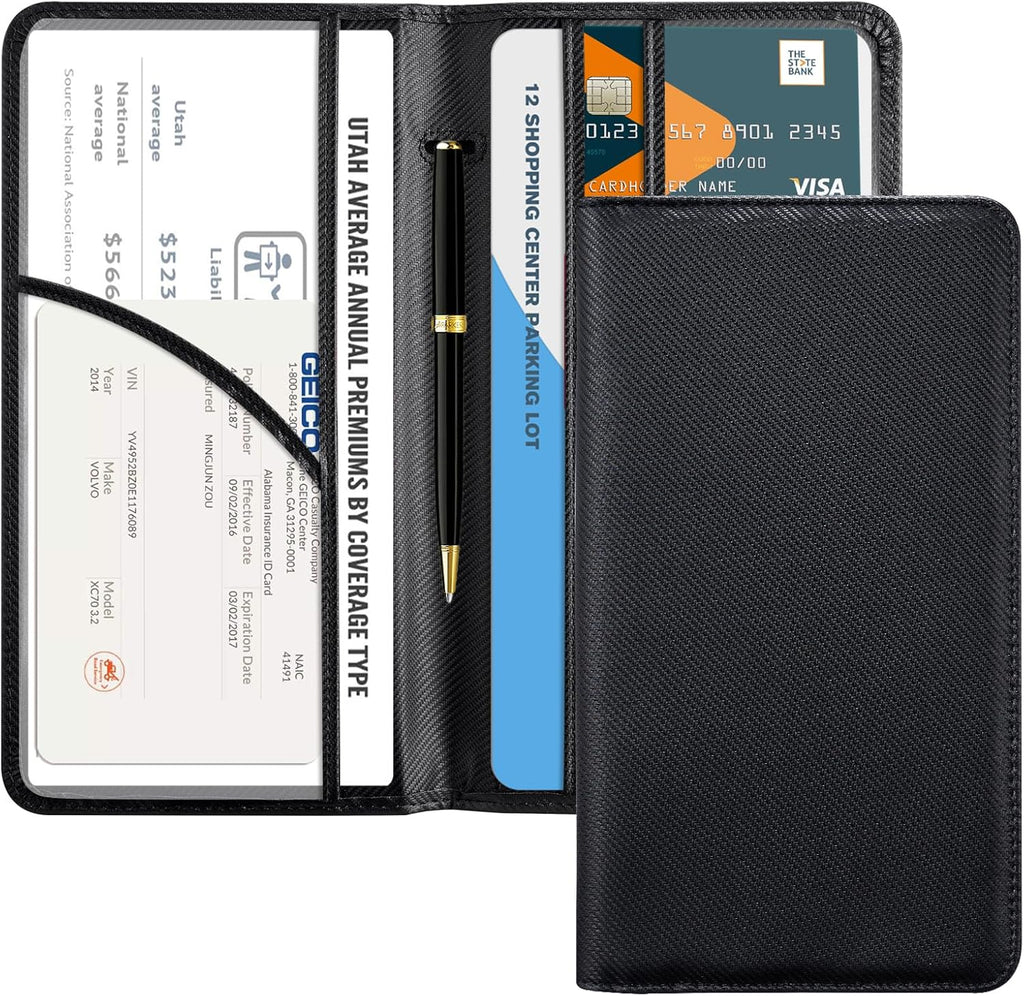 CoBak Car Registration and Insurance Holder - Vehicle Glove Box Car Organizer, Auto Truck Comparment Accessories Case for Essential Document, Driver License, Cards