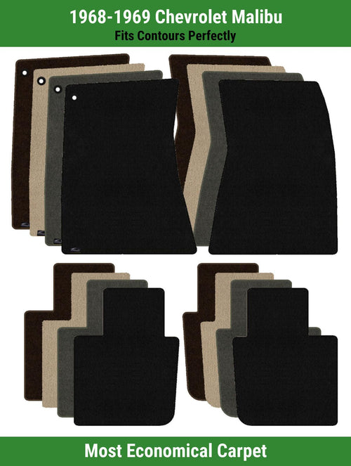 Lloyd Velourtex Front & Rear Row Carpet Mats for 1968-1969 Chevrolet Malibu