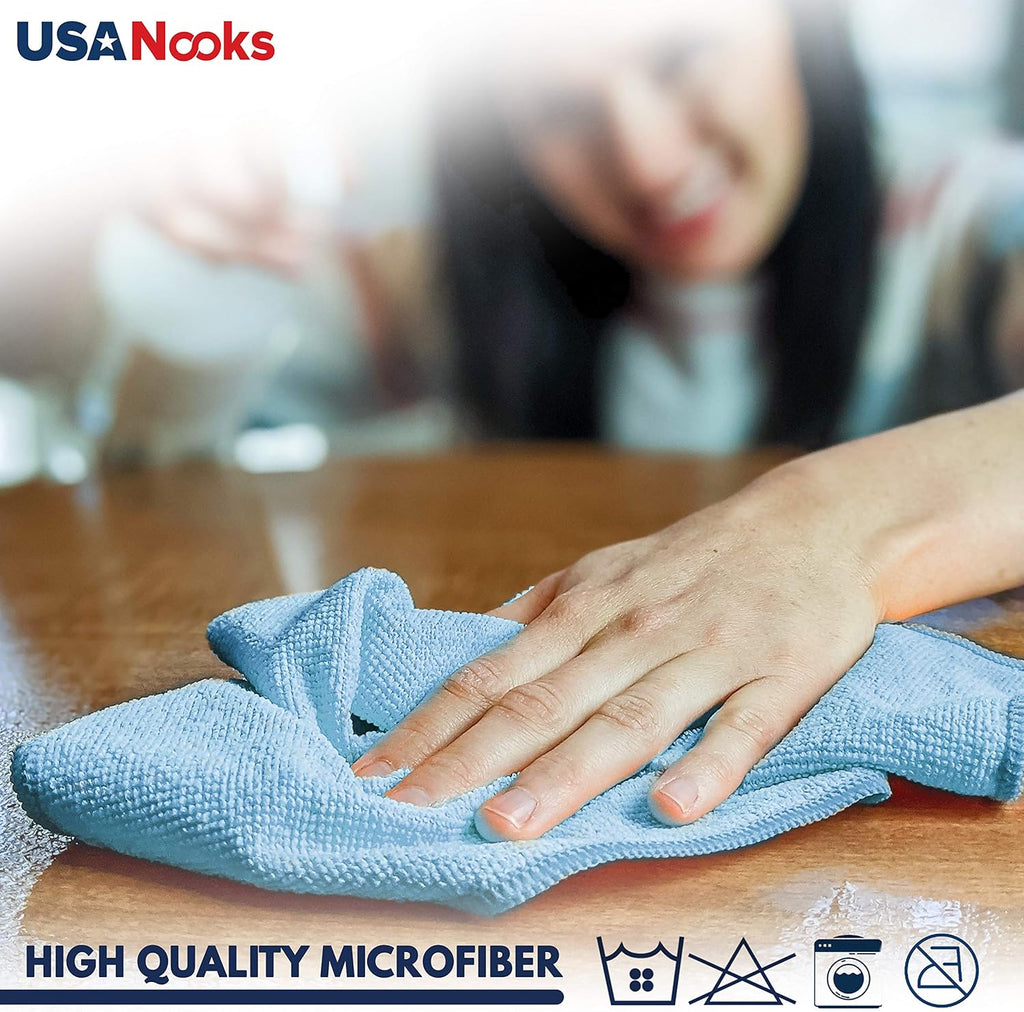 USANOOKS Microfiber Cleaning Cloth Grey - 12 Pcs (12.5"x12.5") - High Performance - 1200 Washes, Ultra Absorbent Microfiber Towel Weave Grime & Liquid for Streak-Free Mirror Shine - Car Washing Cloth