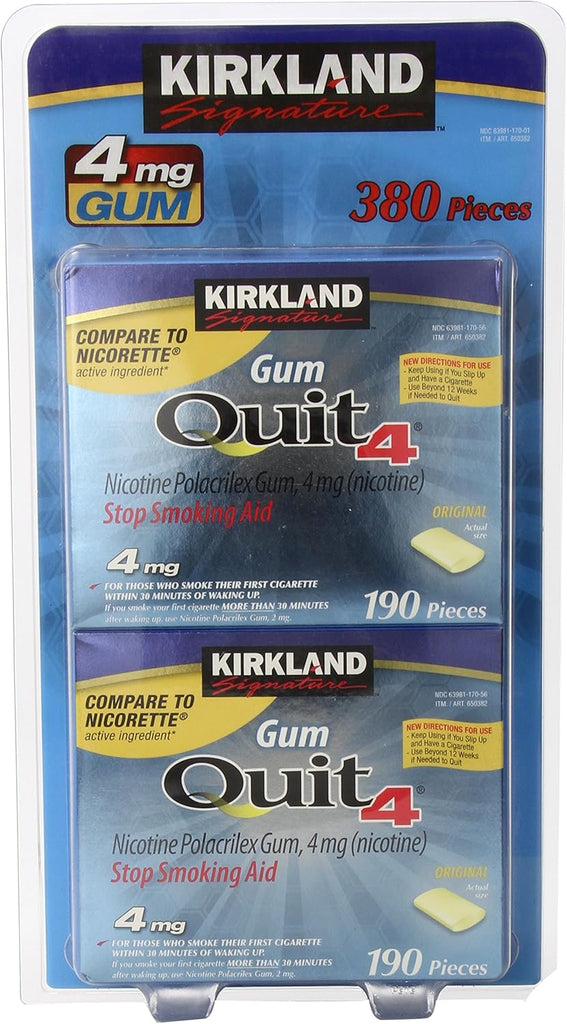 Kirkland Signature Quit Smoking Nicotine Gum, 4 mg (380 Pieces)
