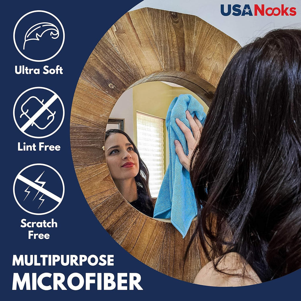 USANOOKS Microfiber Cleaning Cloth Grey - 12 Pcs (12.5"x12.5") - High Performance - 1200 Washes, Ultra Absorbent Microfiber Towel Weave Grime & Liquid for Streak-Free Mirror Shine - Car Washing Cloth