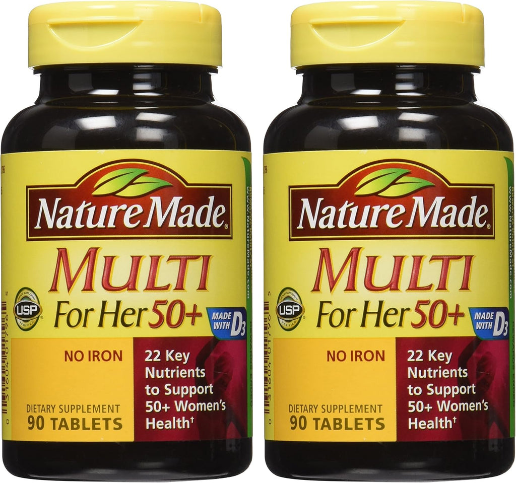 Nature Made Multivitamin For Women 50+ No Iron, Multivitamins for Women 50 Plus, Daily Nutritional Support, Nature Made Multi Vitamins, 90 Tablets, 90 Day Supply