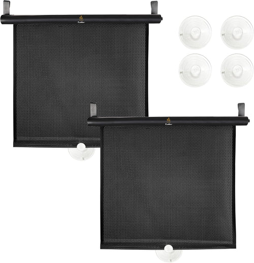 EcoNour Car Side Window Sun Shade (2 Pack) | Retractable Roller Sunshade for Kids | Baby Car Window Shades for UV and Sun Glare Protection | Baby Travel Accessories (15