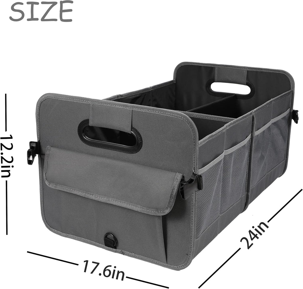 Car Trunk Organizer Car Storage Organizer Collapsible Multi Compartment Car Organizer Adjustable Straps for SUV(Beige)