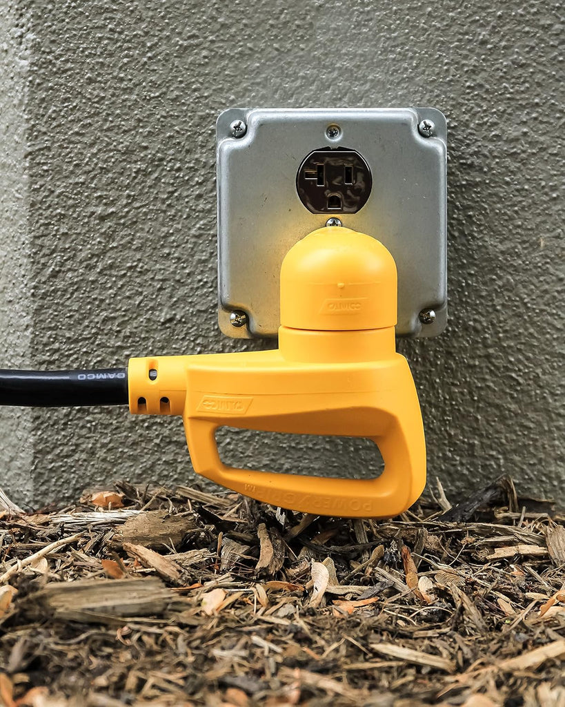 Camco 55325 15 AMP Male / 30 AMP Female 90 Degree Electrical Adapter, Yellow