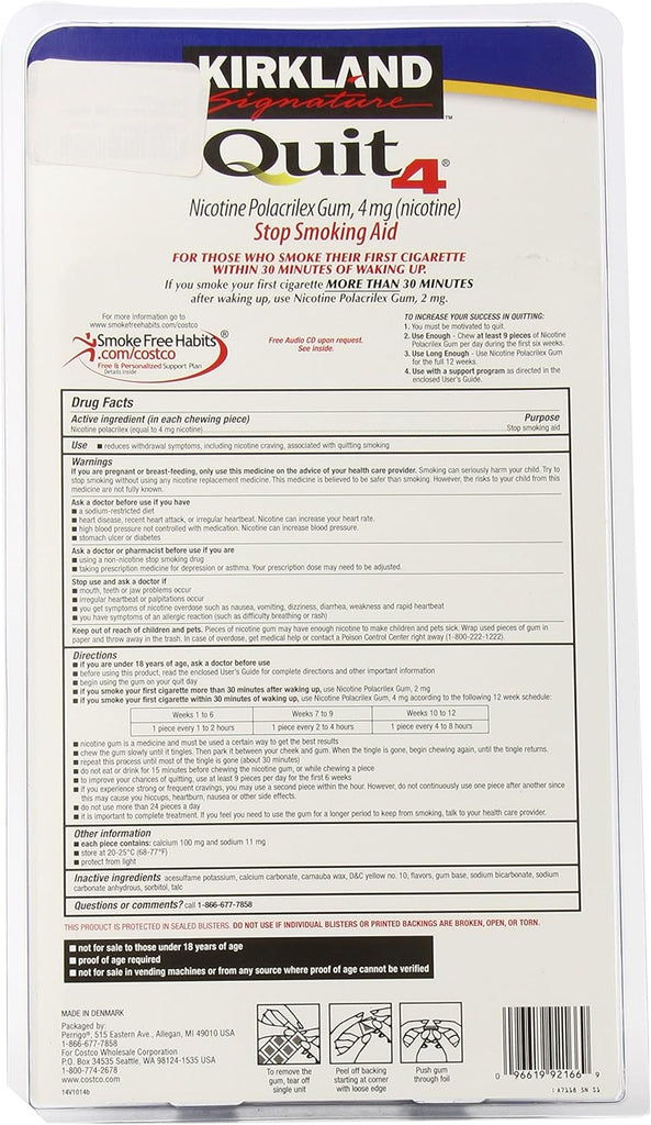 Kirkland Signature Quit Smoking Nicotine Gum, 4 mg (380 Pieces)