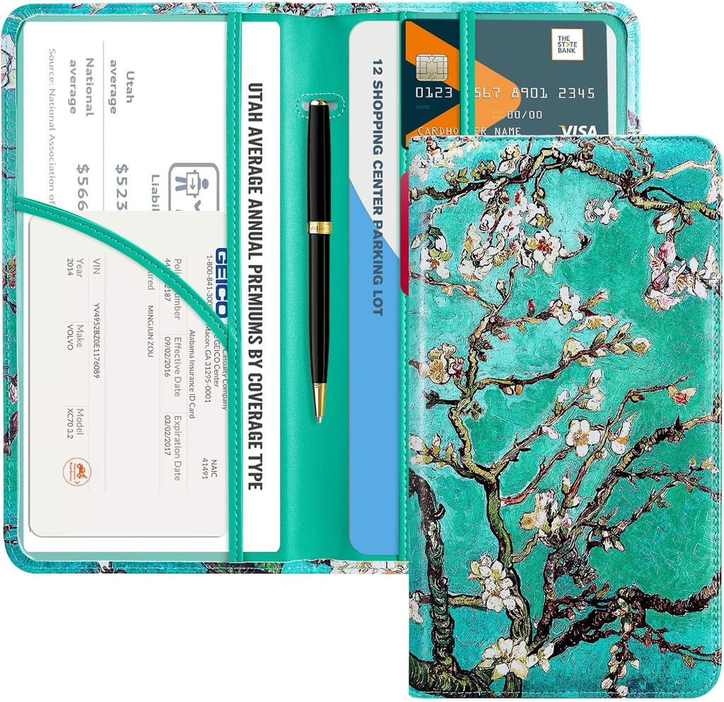 CoBak Car Registration and Insurance Holder - Vehicle Glove Box Car Organizer, Auto Truck Comparment Accessories Case for Essential Document, Driver License, Cards