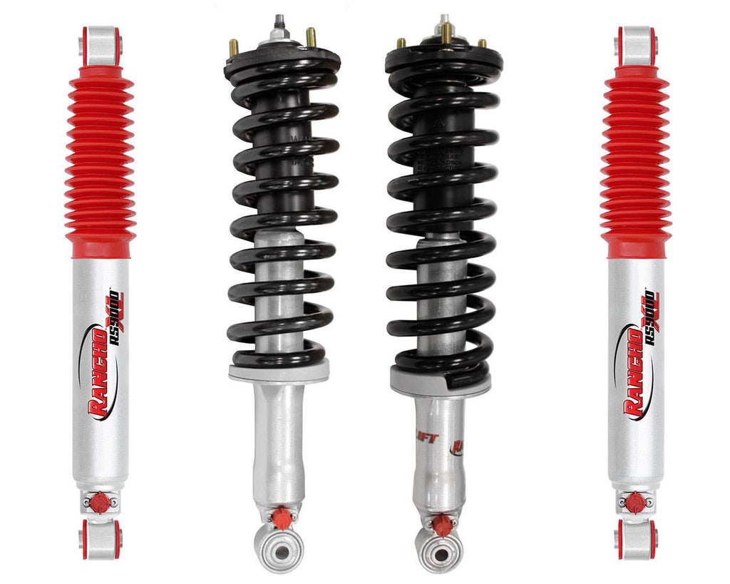 Rancho Quicklift Leveling Strut + RS9000XL Adjustable Shocks Set for 1995-2004 Toyota Tacoma 4WD RWD w/1.75" lift 6 Lug