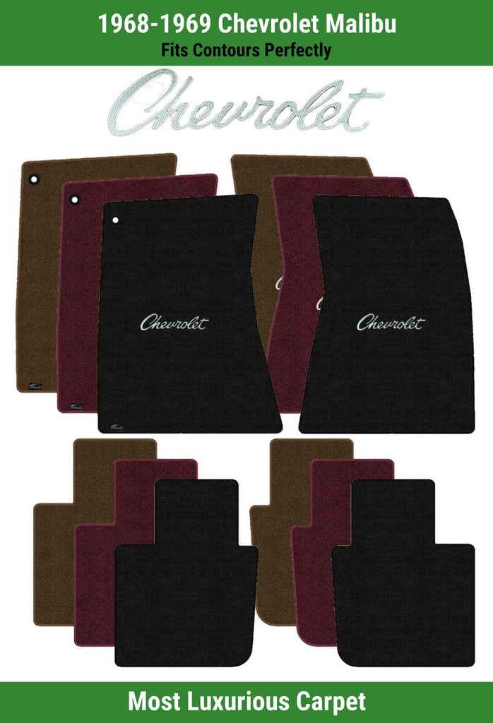 Lloyd Luxe Front & Rear Mats for '68-69 Chevy Malibu W/Silver Chevy Letters