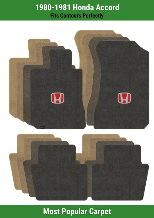 Lloyd Ultimat Front & Rear Mats for '80-81 Honda Accord W/Red on Black Honda H