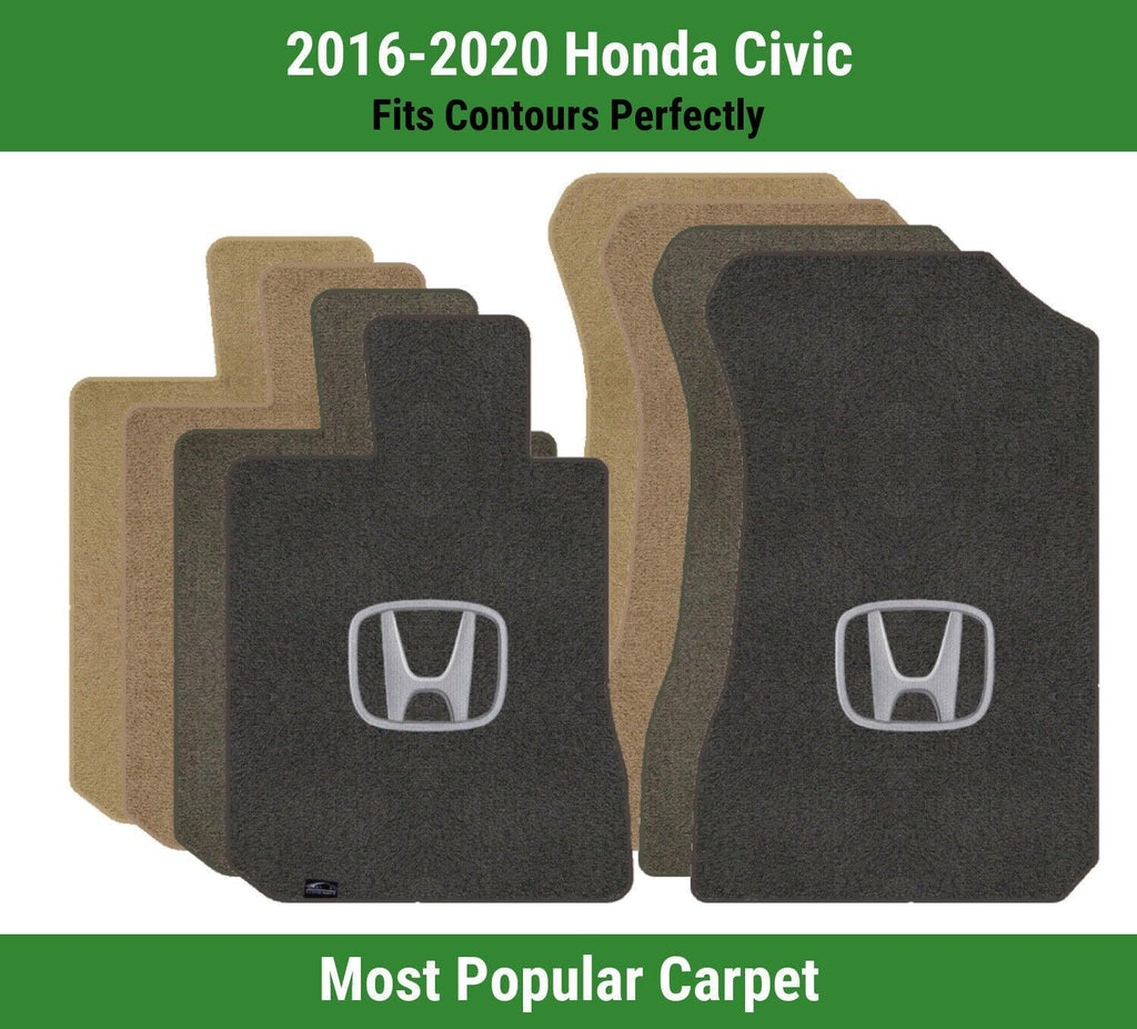 Lloyd Ultimat Front Carpet Mats for '16-20 Honda Civic W/Silver on Black Honda H