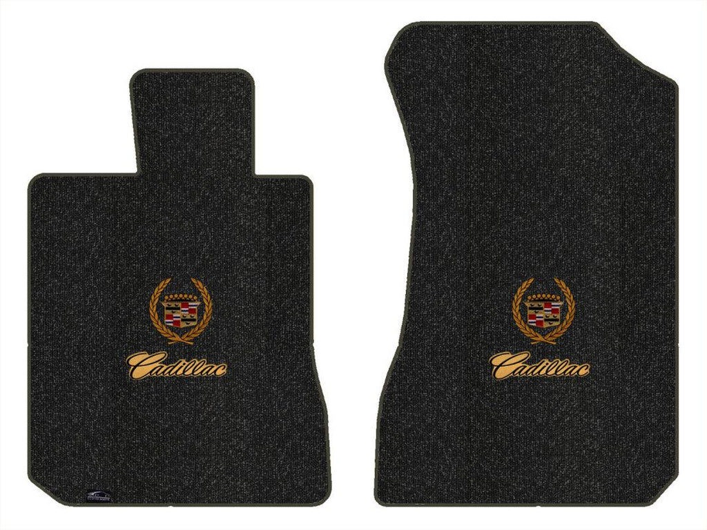 Lloyd Berber Front Mats for '69-70 Calais W/Cadillac Crest 2 Gold W/Black on Gol
