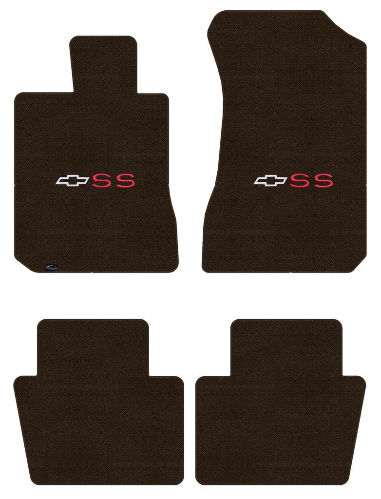 Lloyd Loop Front & Rear Mats for '73-77 Malibu W/White/Red SS with Bowtie