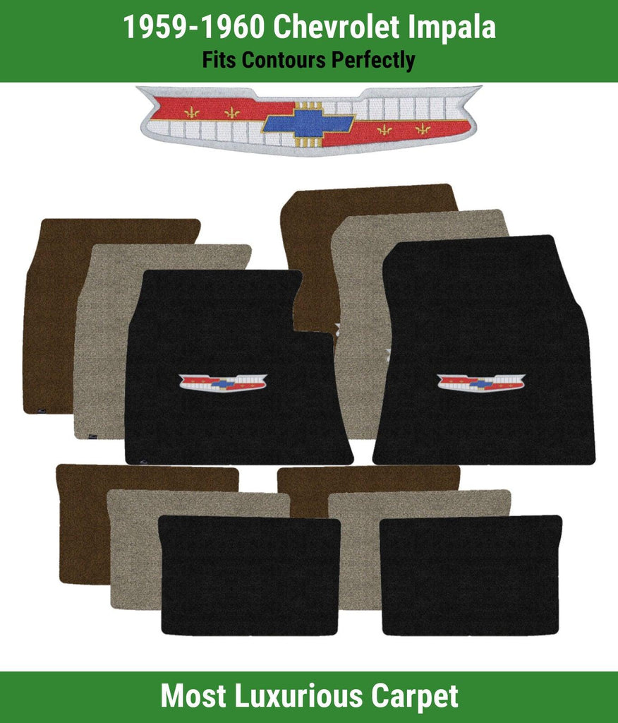 Lloyd Luxe Front & Rear Mats for '59-60 Chevy Impala W/Chevy Vintage Crest
