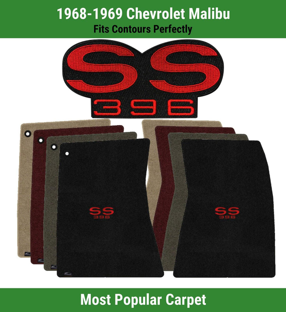Lloyd Ultimat Front Carpet Mats for '68-69 Chevy Malibu W/Red on Black SS 396
