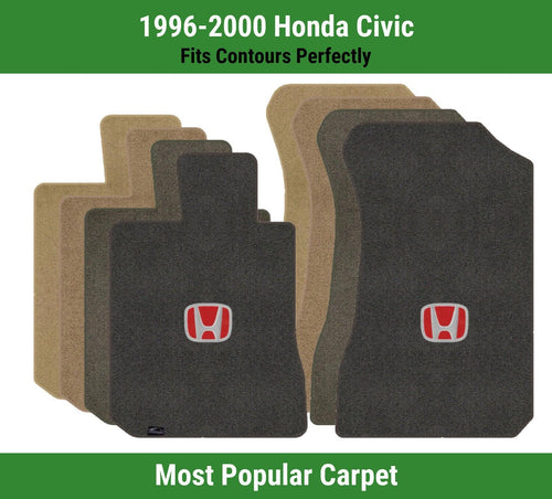 Lloyd Ultimat Front Carpet Mats for '96-00 Honda Civic W/Red on Black Honda H