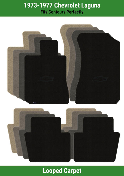 Lloyd Loop Front & Rear Mats for '73-77 Laguna W/Black Outline Chevy Bowtie