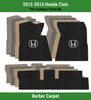 Lloyd Berber Front & Rear Mats for '12-13 Honda Civic W/Silver on Black Honda H