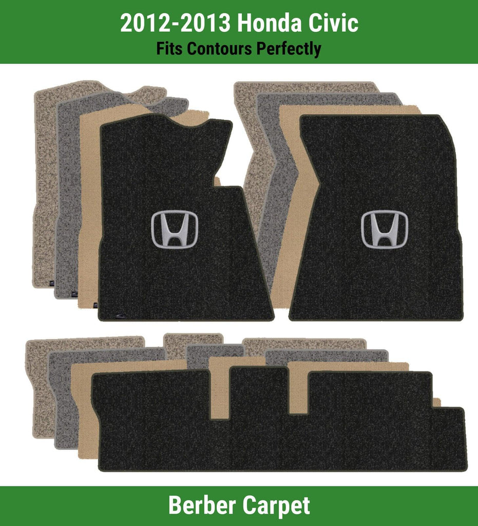 Lloyd Berber Front & Rear Mats for '12-13 Honda Civic W/Silver on Black Honda H