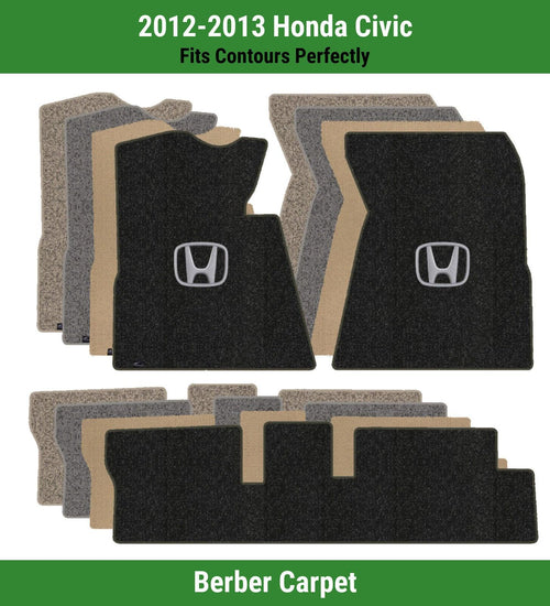 Lloyd Berber Front & Rear Mats for '12-13 Honda Civic W/Silver on Black Honda H