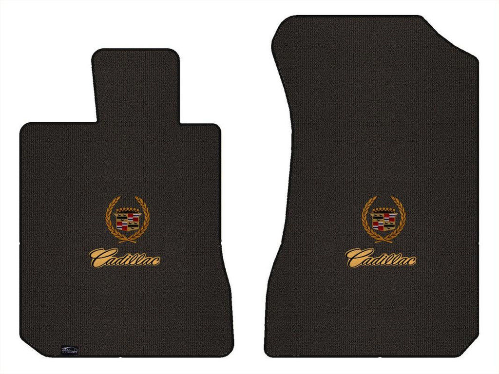 Lloyd Berber Front Mats for '69-70 Calais W/Cadillac Crest 2 Gold W/Black on Gol