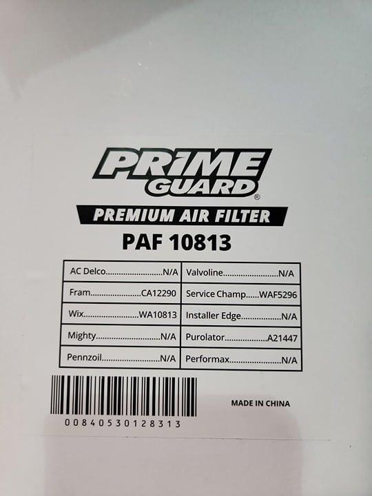 Prime Guard PAF 10813 Air FIlter For HONDA ACCORD 2018-2023 L4 1.5L Turbo 17220-6A0-A00