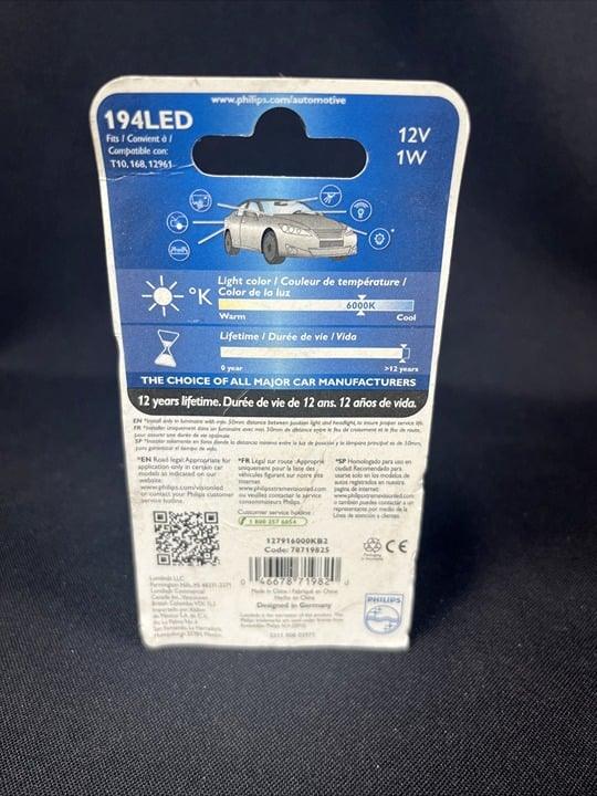 Philips 194 LED Bright White T10 Light bulbs 5050 W5W 2825 158 192 168 194 6000K